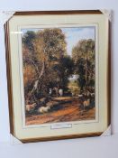 Print; pastoral scene by George Cole, framed and glazed, overall size 43.5 x 53.5cm.