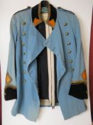 A reproduction military tunic and trousers produced by B J Simmons & Co, Costumiers, Covent Garden.