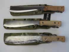 Three Kombat Tactical Machete with MTP sheath.