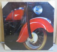 A contemporary canvas print of a red mot