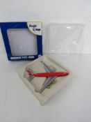 A die cast scale model Boeing 747-400 in