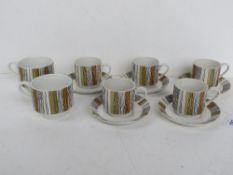 A circa 1970s Midwinter part tea and coffee set comprising 2 mugs, 5 coffee cans and 5 saucers.