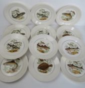 A quantity of fish themed dinner plates by Figgjo Flint Norway. Each approx 27cm dia.