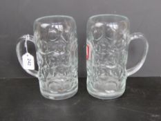 Two glass 1 litre steins one marked for Munchen.