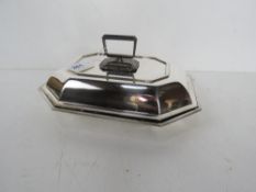 A silver plated octagonal Art Deco style lidded tureen.