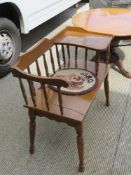 A Mid Century c1960s hall bench or telephone table seat having bobbin turned decoration throughout,