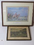 A coloured steel engraving Vale of Aylesbury Steeplechase painted by F V Turner,