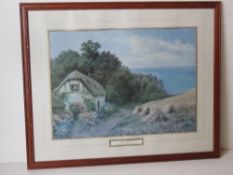 Print; Cottage Retreat by Daniel Sherrin, framed and glazed, 54 x 44cm.