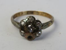 A 9ct gold and diamond ring having engraving dated 27/3/48,
