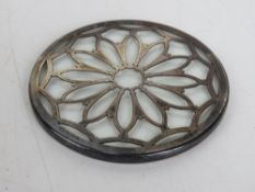 A hallmarked silver and glass coaster, HM for Birmingham, 12.5cm dia.