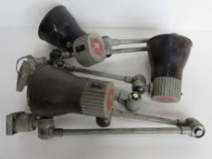 Three vintage angle poise workshop type lamps.
