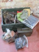 A quantity of assorted militaria inc; British ammo tin, maxim oil bottles, bomber command book,