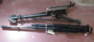 A deactivated Breda M37 7.92mm heavy machine gun and tripod.