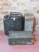 A WWII British Jerry can dated 1945 with stencilling upon.