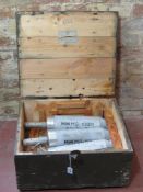 Three inert Russian MWMS-100mm mortars in transit box.