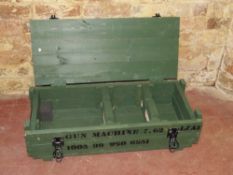 A GPMG 7.62 machine gun transit box, some slight damage noted within but is repairable. Approx.