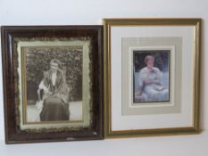 An early 20thC photograph in composite wooden frame, together with a print of a female portrait,
