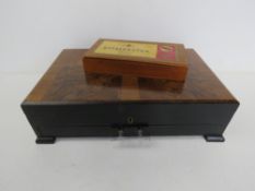 A Writmeester cigar box together with an early 20thC cutlery box. Two items.