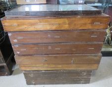 Seven antique dealers display boxes inc four glazed panels.