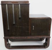 An Art Deco workbox having chrome design to front,