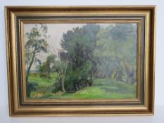 Attributed to GHB Holland (British-Northamptonshire artist 1901-1987) oil on board of a countryside