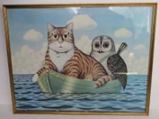 A nursery room print being 'The Owl and the Pussycat in a Beautiful Pea Green Boat',