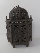 A pierced metal Persian influenced garden lantern approx.