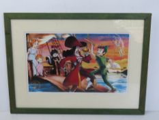 A Disney Store 1998 commemorative lithograph from Peter Pan, framed and glazed, sight size 32.