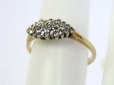 A 9ct gold and diamond cluster ring,