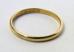 A 22ct gold ring, D band plain wedding band, 2mm wide, size L,