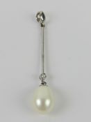 A silver and pearl pendant, stamped 925 and measuring 4.5cm inc bale.