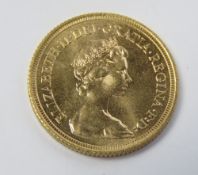 An Elizabeth II 1979 full sovereign, 22ct gold, 8g.