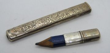A Hallmarked silver pencil holder having