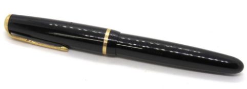 A Parker Duofold fountain pen with 14ct gold nib, black case, aerometric fill, c.1958.