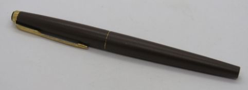 A Parker Falcon fountain pen, brown, broad nib, c.1979.