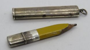 A hallmarked silver chatelaine pencil ho