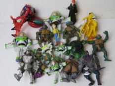 A quantity of Disney Toy Story, Harry potter and Teenage Mutant Ninja Turtles figurines.