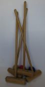 Jacques croquet mallets, each having label and impressed marks upon,