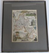 Map of Oxfordshire, hand coloured engrav