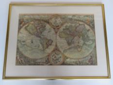 Print; World Map 'Orbis Terrae Compendio