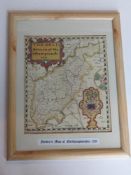 Print; Norden's map of Northamptonshire,