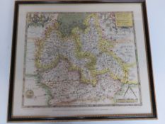 Print of Saxton's Map of Oxfordshire, Bu