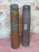 An inert 90mm M 108 shell case with 330 stencilled to the side, approx.