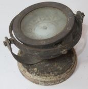 A J Bedington & Son Birmingham Marine compass on gimble approx 15cm high, compass approx 14cm dia,
