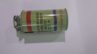 An inert training smoke grenade XM0137A.