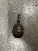 An inert WWII German Egg grenade, togeth