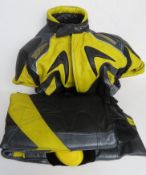 A leather Belstaff motorbike jacket and trousers set.