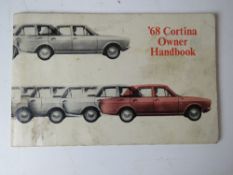 A '68 Cortina Owners Handbook produced by the Ford Motor Company limited Warley Essex.