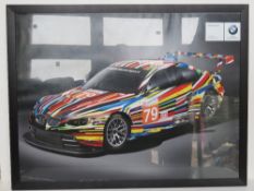 A BMW pop art style poster print in frame, glass a/f.