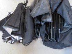 A quantity of photography studio lighting equipment.